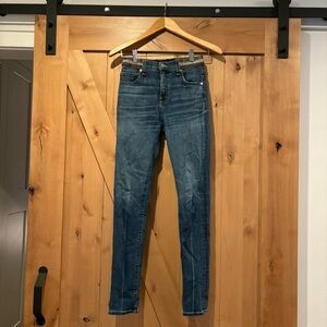 VERONICA BEARD Kate High Rise Skinny Jeans Nantucket Size 0 Glitter Waistband